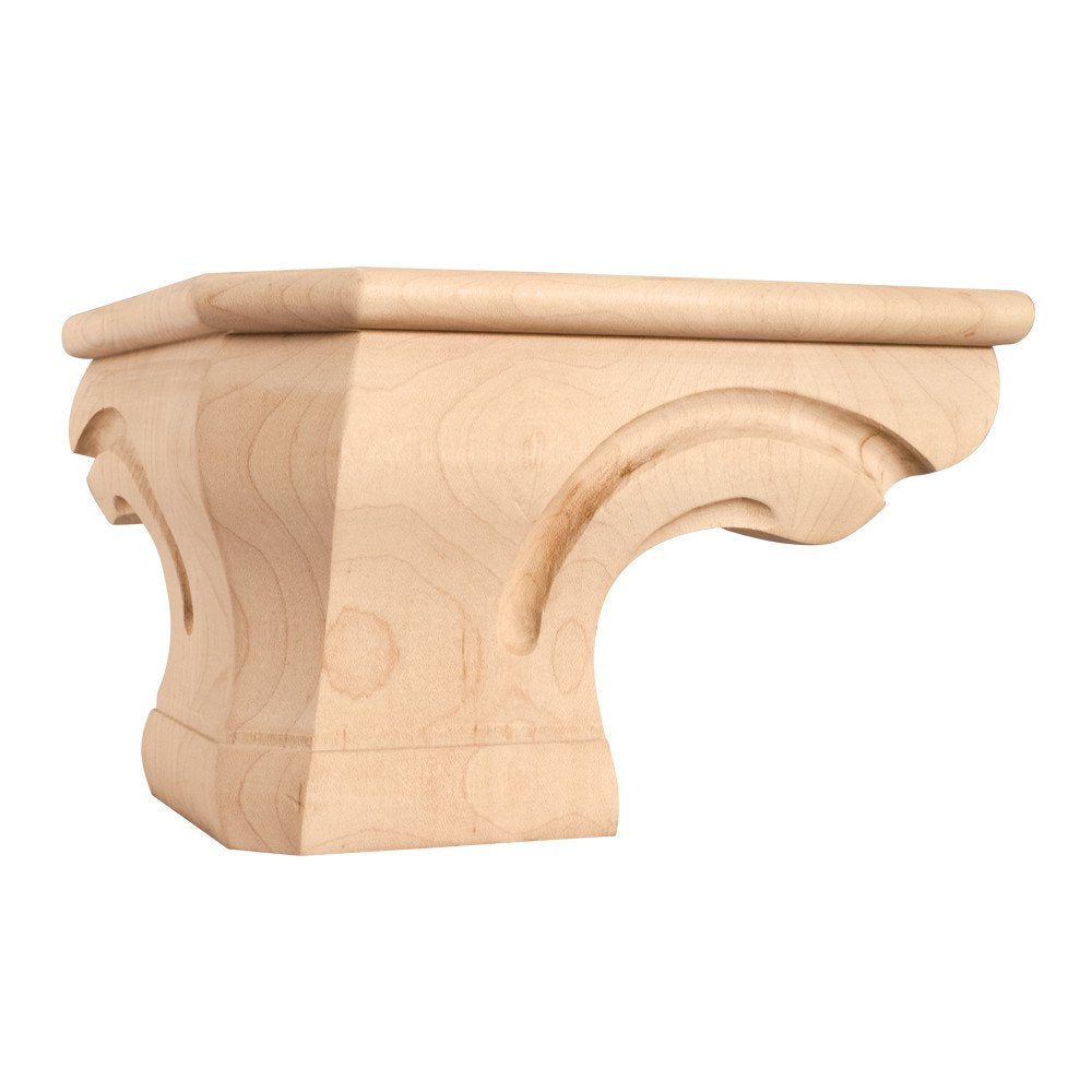 Hardware Resources PFC-B-RW 6-3/4" W x 6-3/4" D x 4-1/2" H Rubberwood Beaded Rounded Corner Pedestal Foot