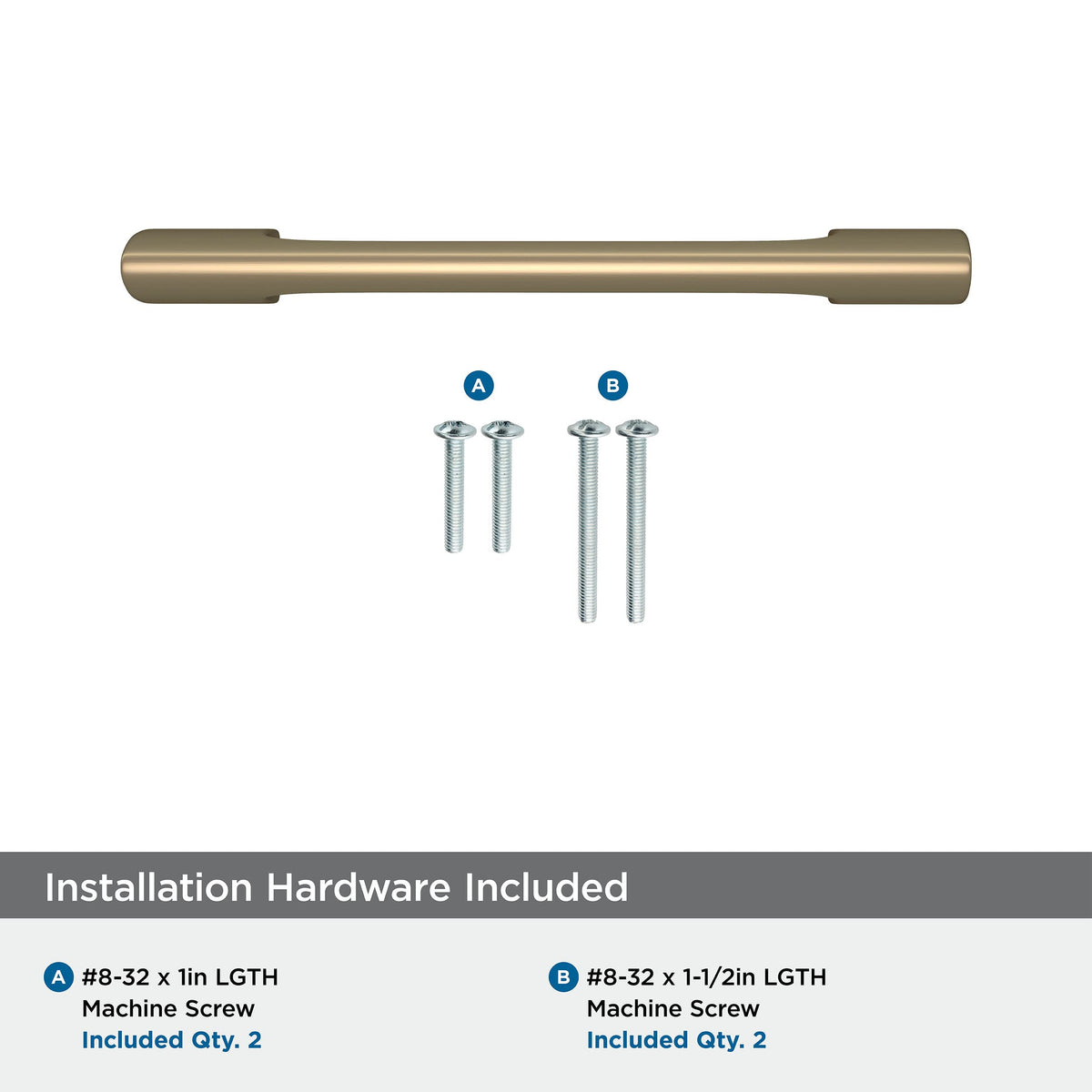 Amerock Cabinet Pull Golden Champagne 3-3/4 inch (96 mm) Center-to-Center Riva 1 Pack Drawer Pull Drawer Handle Cabinet Hardware