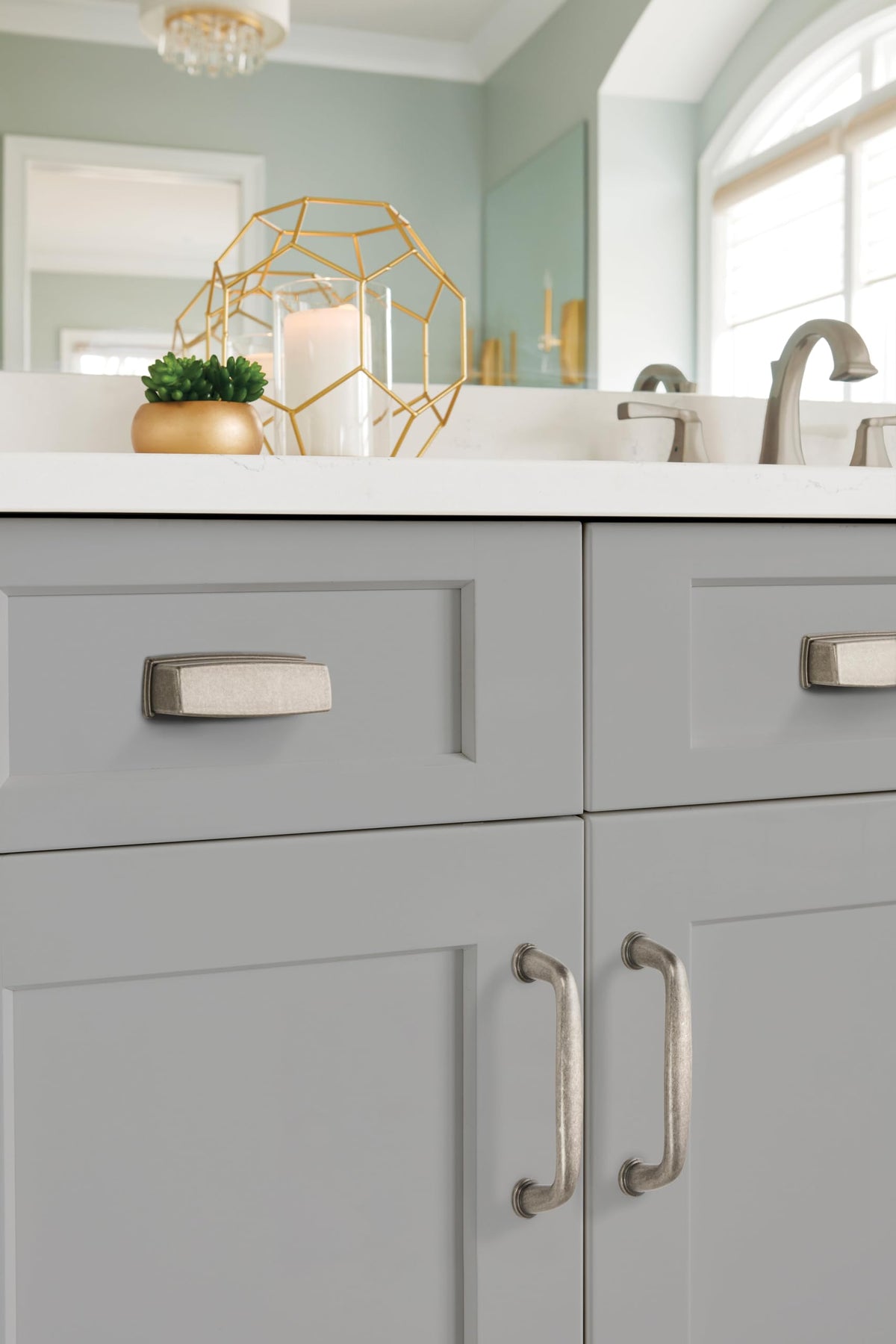 Amerock Cabinet Cup Pull Weathered Nickel 3-3/4 inch (96 mm) Center to Center Kane 1 Pack Drawer Pull Drawer Handle Cabinet Hardware