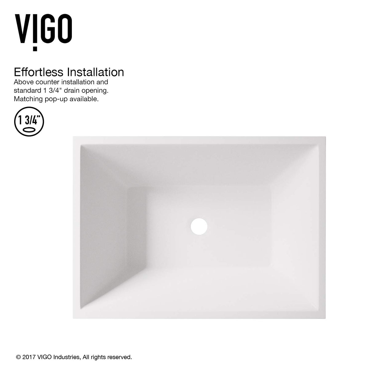 VIGO VGT1211 13.75" L -18.0" W -10.5" H Matte Stone Vinca Composite Rectangular Vessel Bathroom Sink in White with Faucet and Pop-Up Drain in Antique Bronze