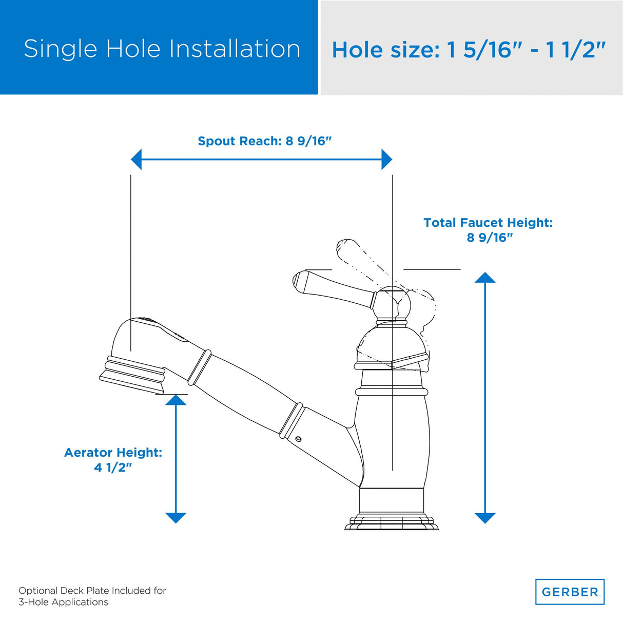 Gerber D457614 Chrome Opulence Single Handle Pull-out Kitchen Faucet