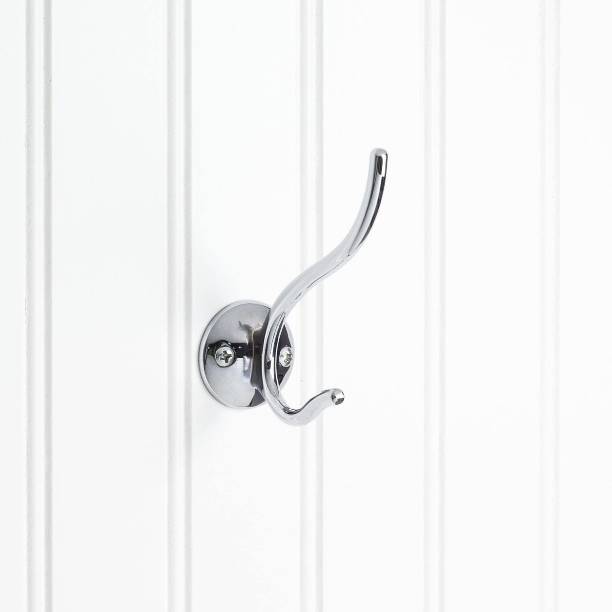 Elements YD30-381PC 3-13/16" Polished Chrome Slender Contemporary Double Prong Wall Mounted Hook