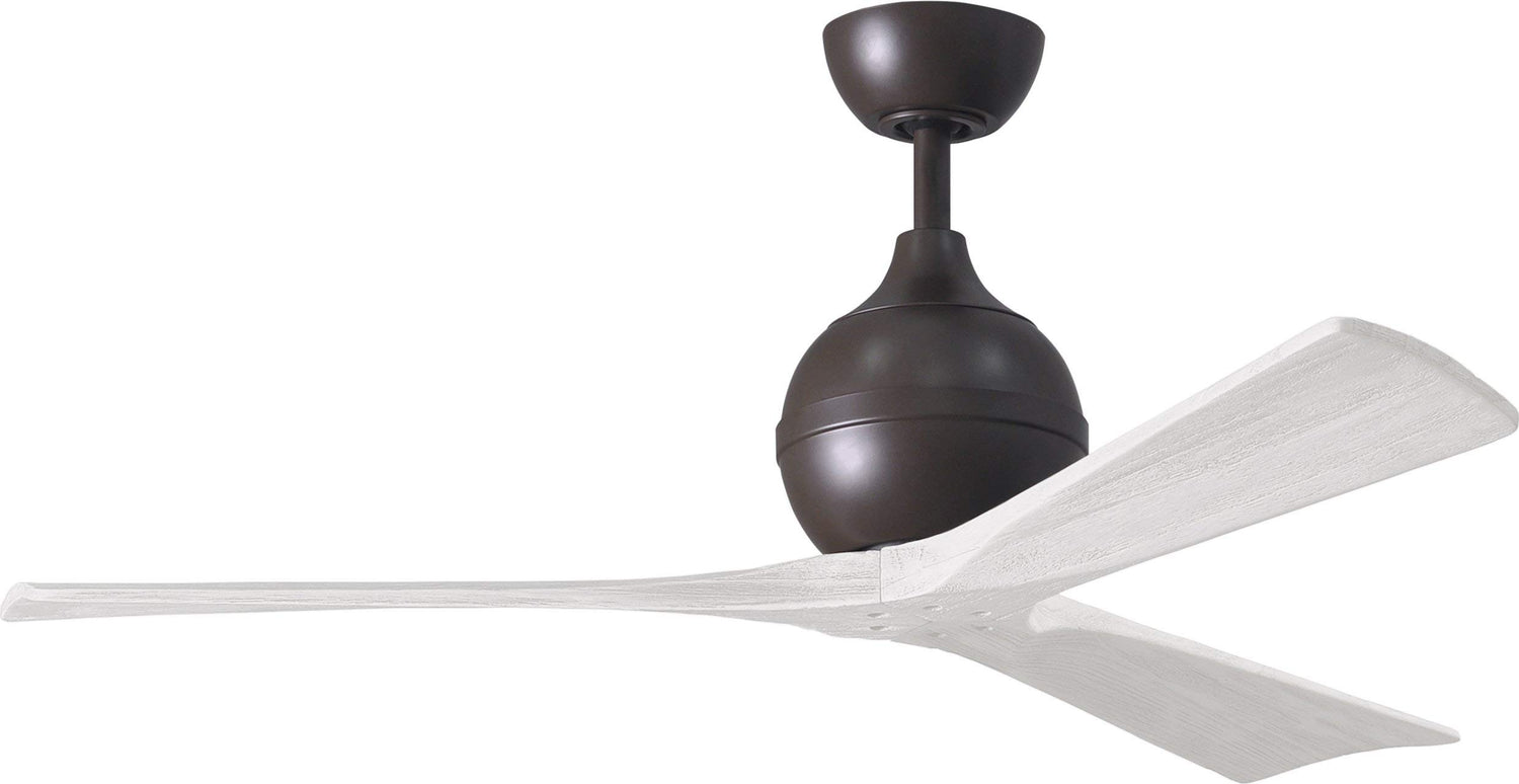 Matthews Fan IR3-TB-MWH-52 Irene-3 three-blade paddle fan in Textured Bronze finish with 52" solid matte white wood blades.
