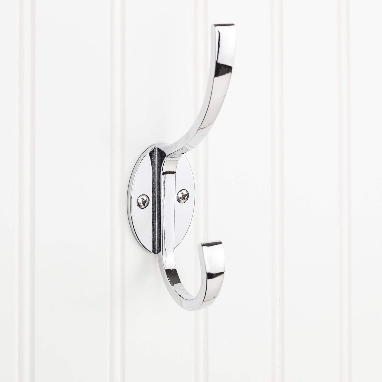 Elements YD55-587PC 5-7/8" Polished Chrome Flared Transitional Double Prong Wall Mounted Hook