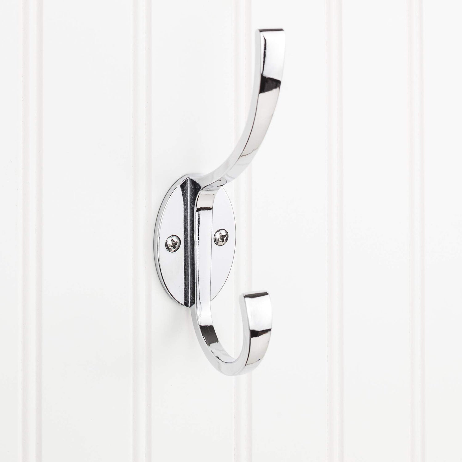 Elements YD55-587PC 5-7/8" Polished Chrome Flared Transitional Double Prong Wall Mounted Hook
