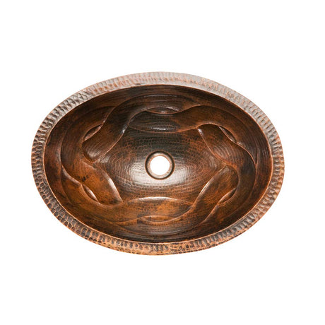 Premier Copper Products LO19FBDDB 19-Inch Oval Braid Under Mount Hammered Copper Sink, Oil Rubbed Bronze