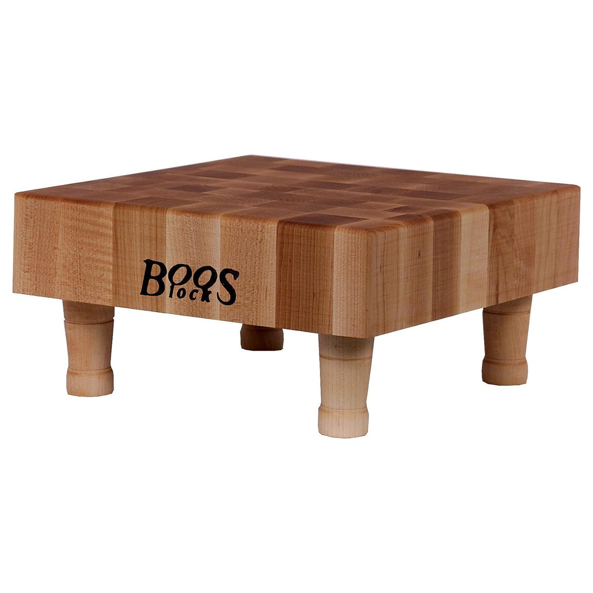John Boos MCS1 Small Maple Wood Cutting Board for Kitchen, 12 Inches x Inches, 3 Thick End Grain Checkerboard Style Square Butcher Chopping Block with Feet 12X12X3 MPL-END GR-FT-MINI BLK SQR