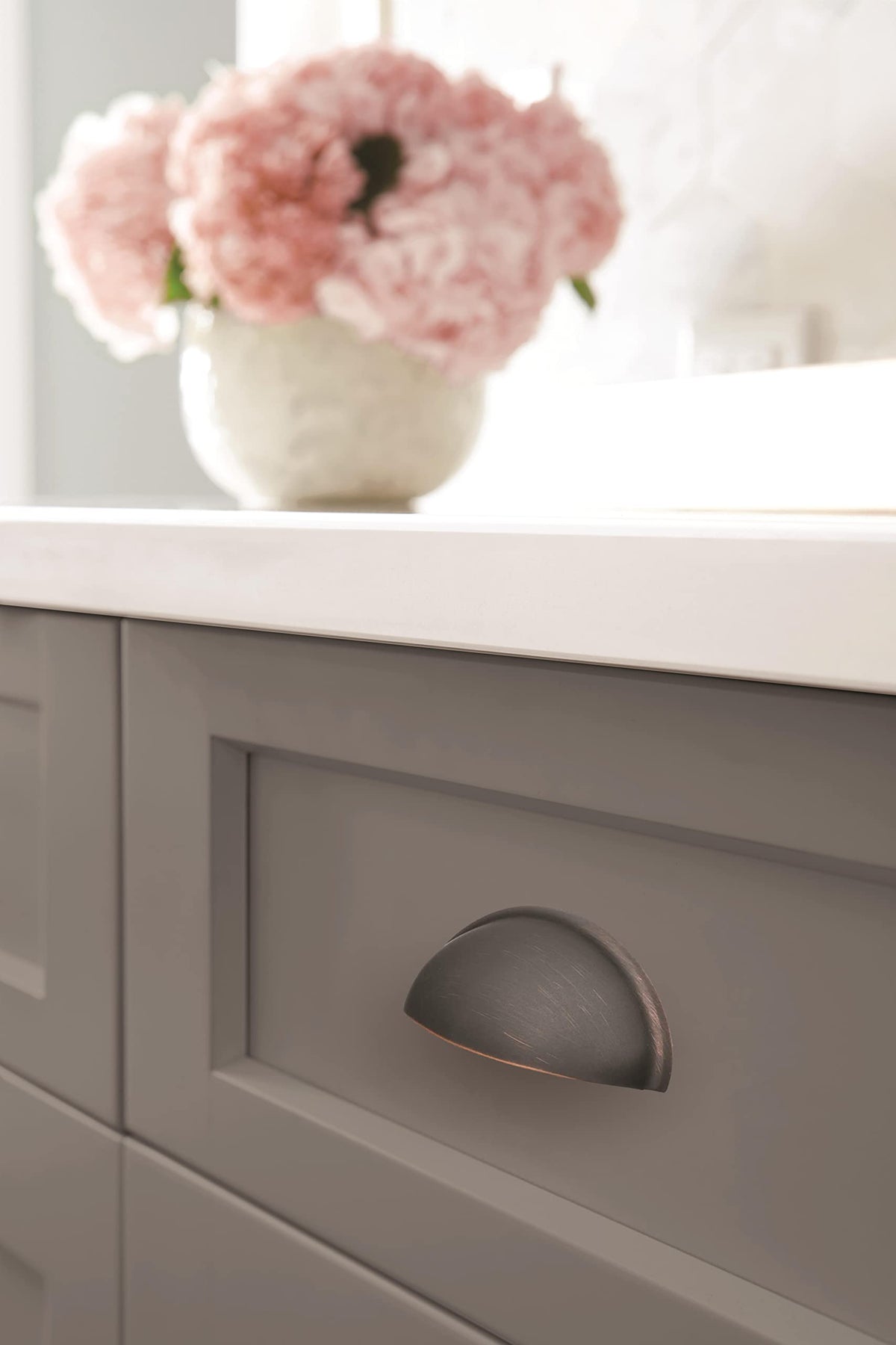Amerock Cabinet Cup Pull Oil Rubbed Bronze 3 inch (76 mm) Center-to-Center Ravino 1 Pack Drawer Pull Drawer Handle Cabinet Hardware