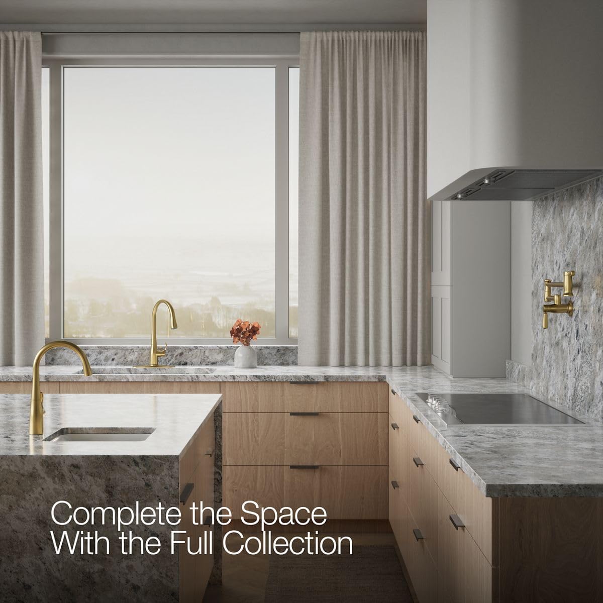 Kohler 596-2MB Simplice Pull Down Kitchen Faucet, 3-Spray Faucet, Kitchen Sink Faucet with Pull Down Sprayer, Vibrant Brushed Moderne Brass