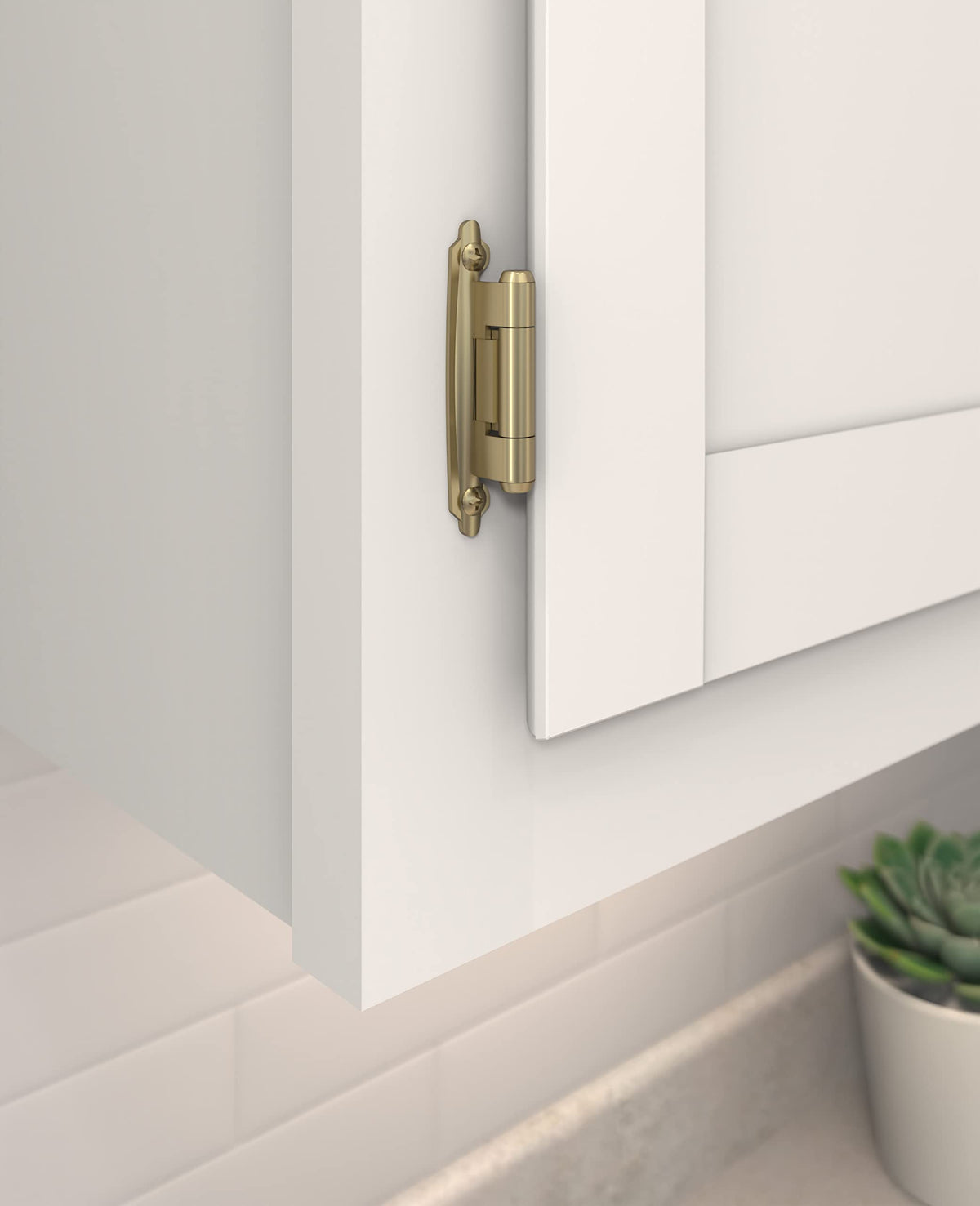Amerock BPR7630BBZ Reverse Bevel Face Frame Cabinet Hinge Variable Overlay Self Closing Face Mount Golden Champagne Kitchen Cabinet Door Hinge 1 Pair/2 Pack Functional Hardware