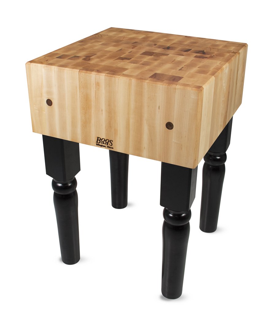 John Boos AB02 Solid 10 Inch Hard Rock Maple End Grain Butcher Block on Beveled Legs, 24 x 18 AB BLOCK 24X18X10-