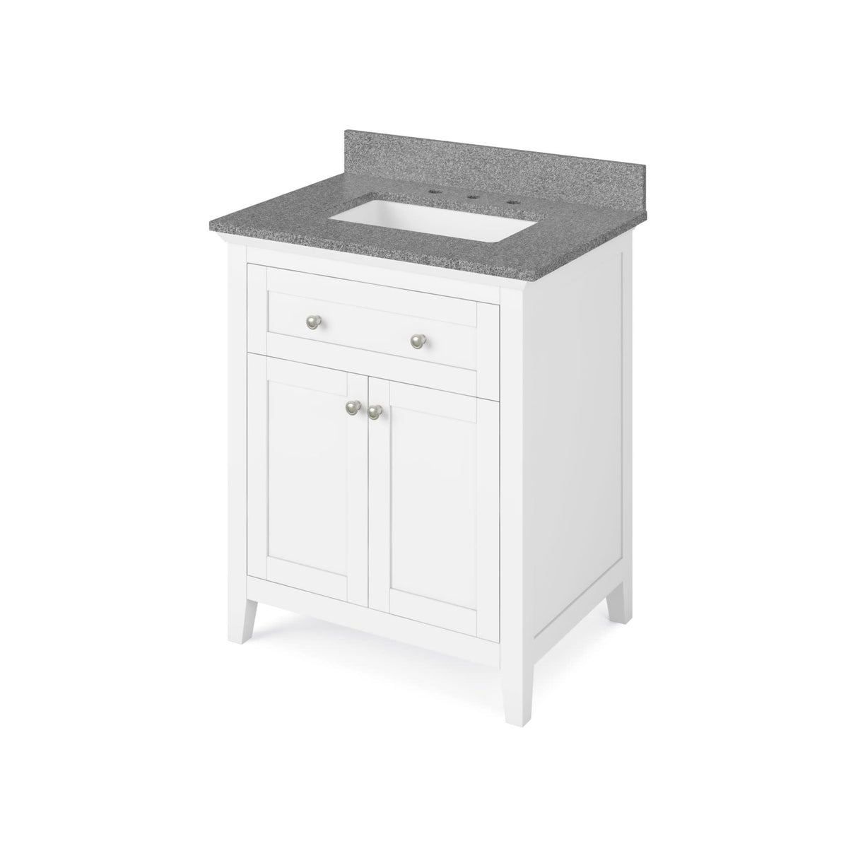 Jeffrey Alexander VKITCHA30WHSGR 30" White Chatham Vanity, Steel Grey Cultured Marble Vanity Top, undermount rectangle bowl