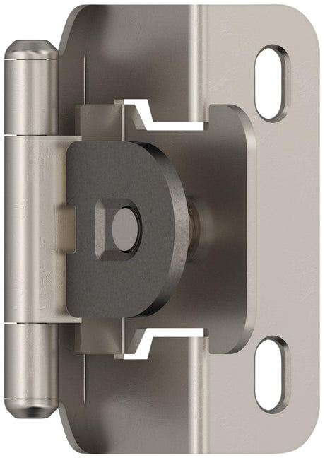 Amerock Single Demountable Cabinet Hinge 1/2 inch (12.7 mm) Overlay Hinge Satin Nickel 2 Pack Self-Closing Hinge Cabinet Door Hinge