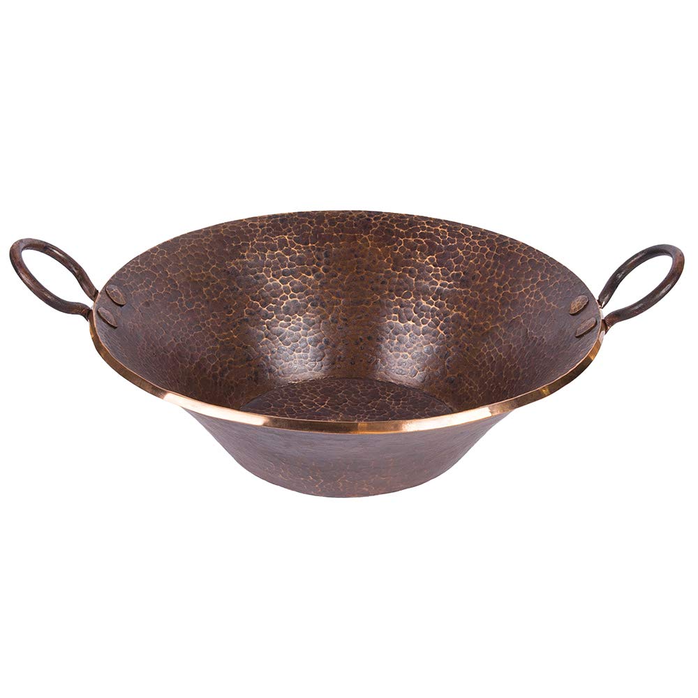 Premier Copper Products PVMPDB 20.75-Inch Round Hand Forged Old World Miners Pan Copper Vessel Sink