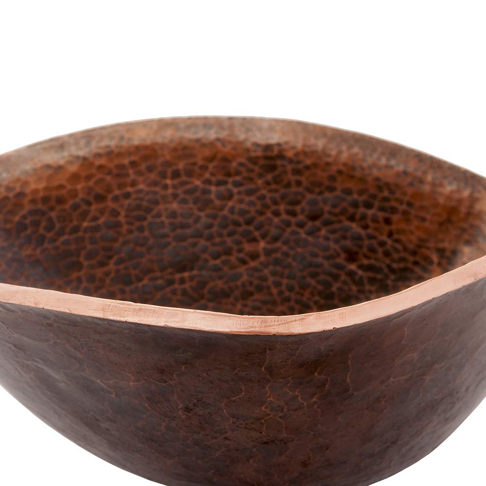 Premier Copper Products PVSHELL17-Inch Free Form Hand Forged Old World Copper Vessel Sink, Oil Rubbed Bronze
