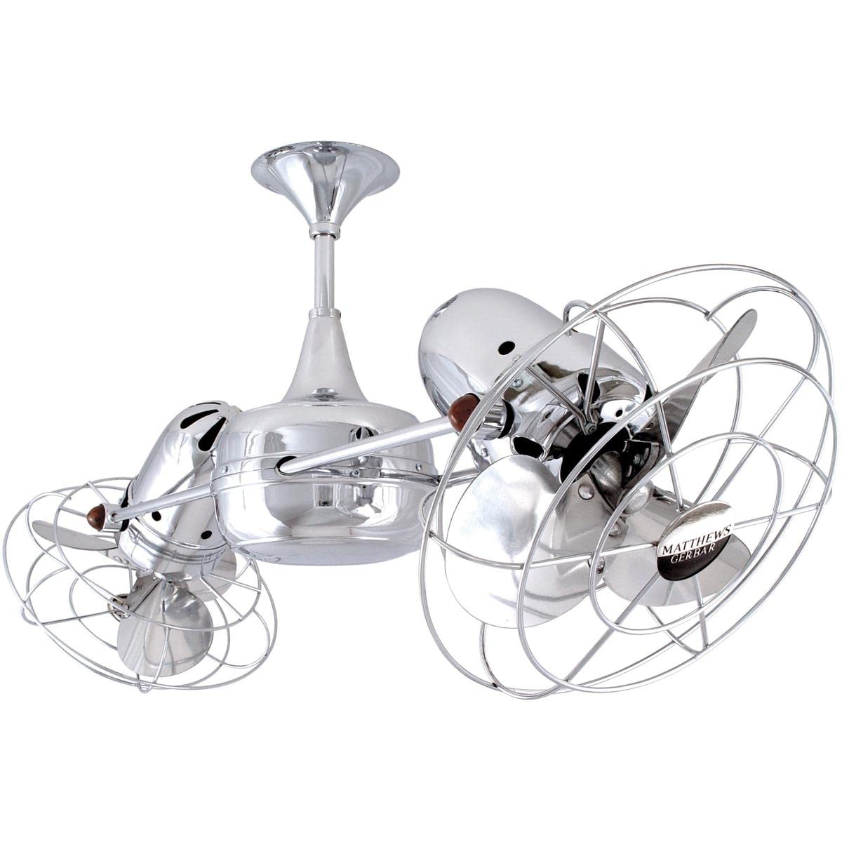 Matthews Fan DD-CR-MTL Duplo Dinamico 360” rotational dual head ceiling fan in Polished Chrome finish with Metal blades.