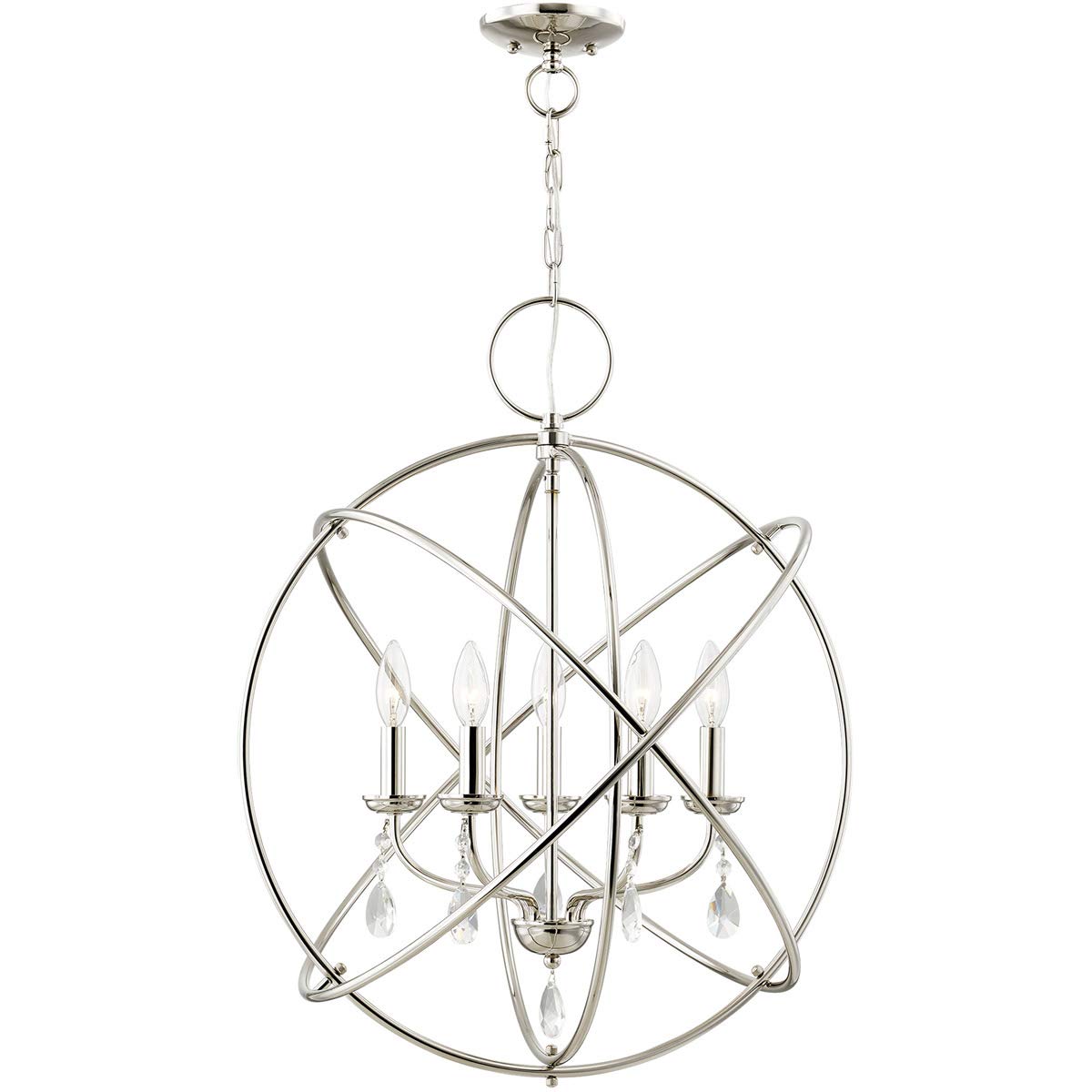 Livex Lighting 40905-35 Transitional Five Light Chandelier from Aria Collection in Polished Nickel Finish