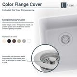 R3-1005-CAR-ST-CGF Carbon D-Bowl Quartz Granite Kitchen Sink with Grid and Matching Colored Flange