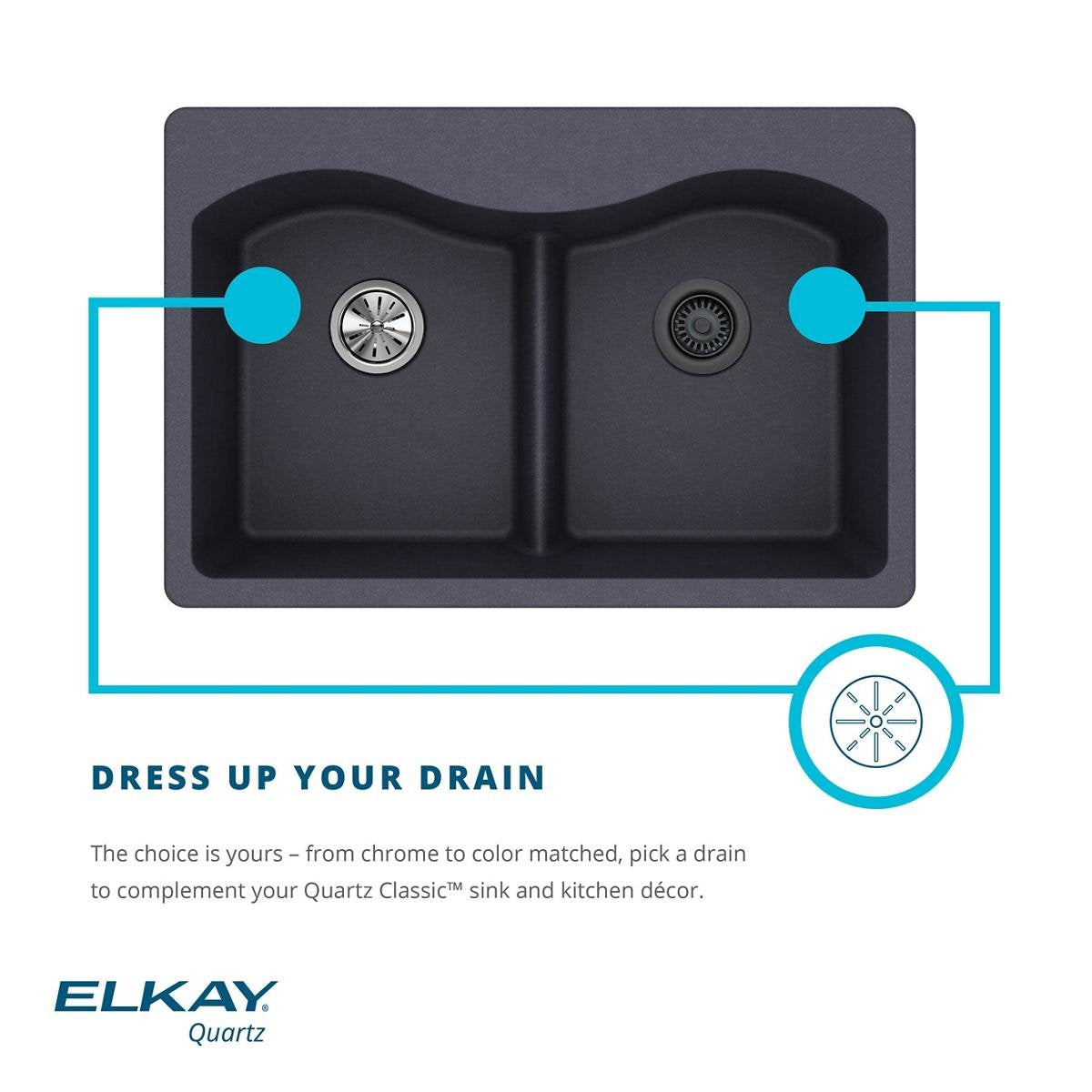 Elkay LKQS35WH Polymer Drain Fitting with Removable Basket Strainer and Rubber Stopper, White