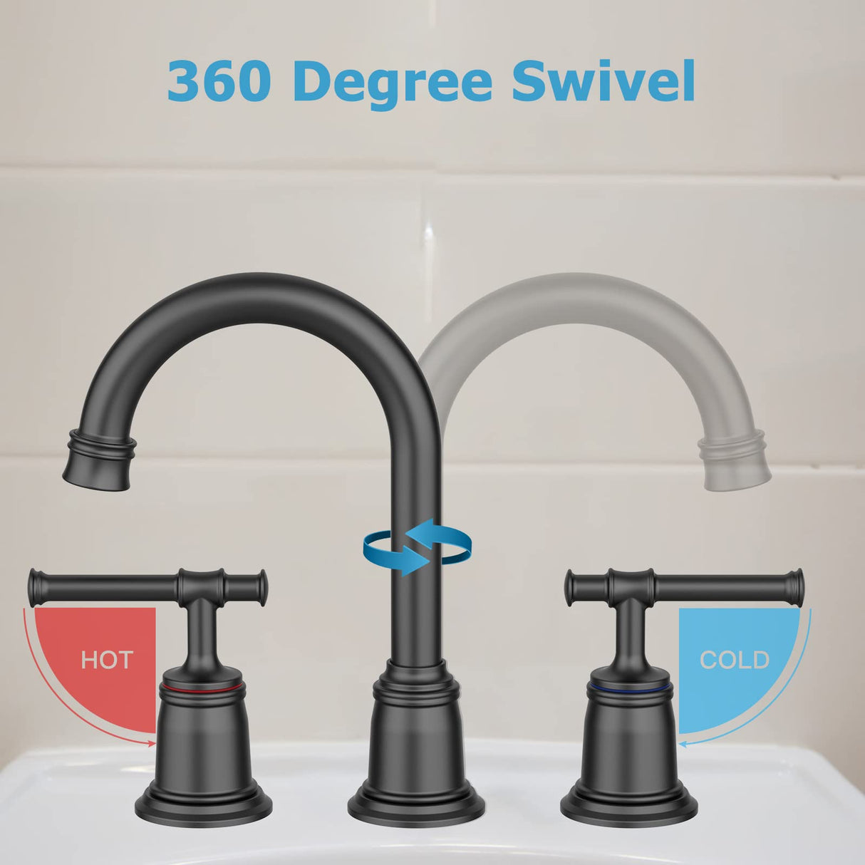 Classical 8 inch Bathroom Faucet, Bathroom faucets for Sink 3 Holes, Widespread Brushed Nickel Bathroom Faucet with Pop Up Drain and cUPC Lead-Free Hose (Brushed Nickel 2 Packs)