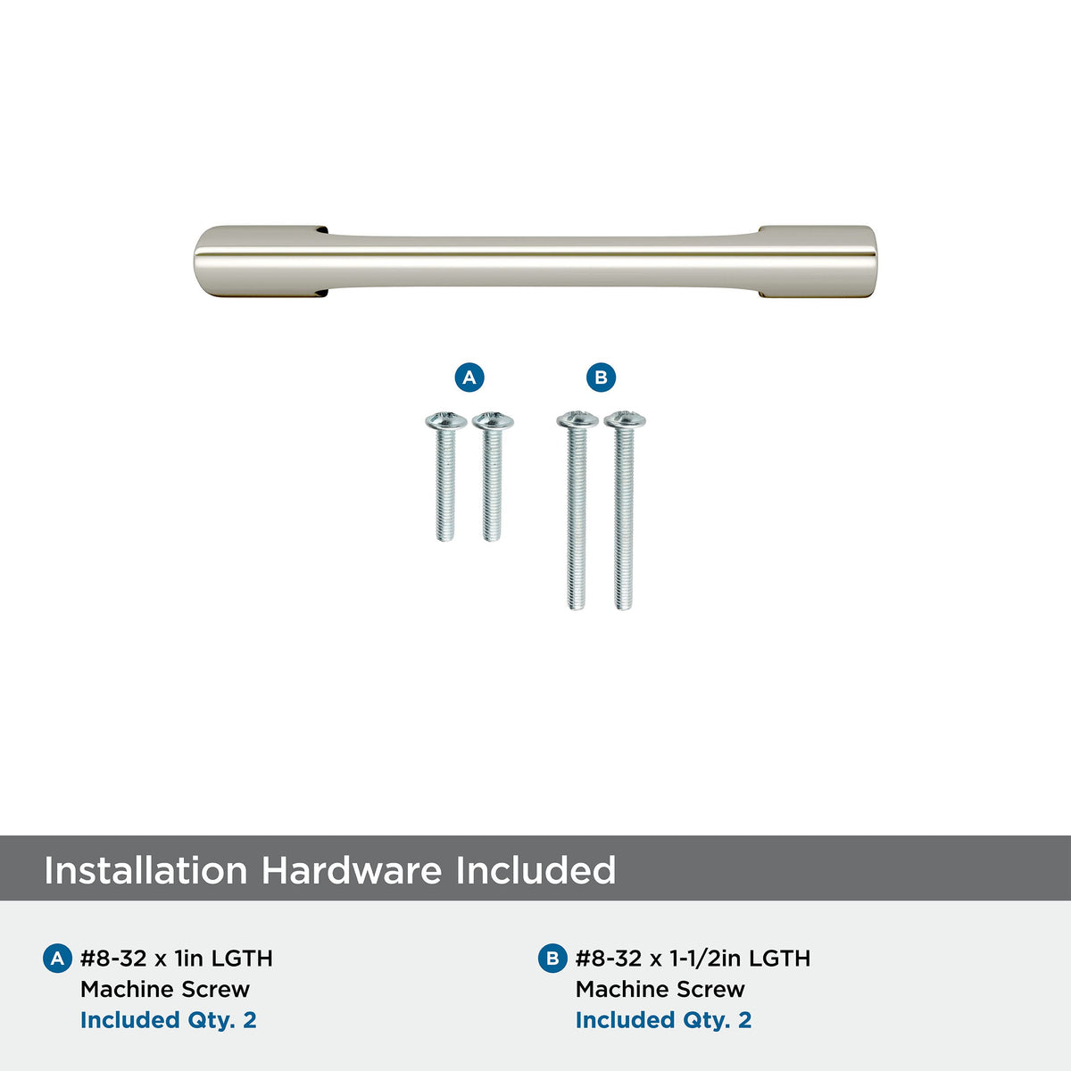 Amerock Cabinet Pull Polished Nickel 3 inch (76 mm) Center-to-Center Riva 1 Pack Drawer Pull Drawer Handle Cabinet Hardware