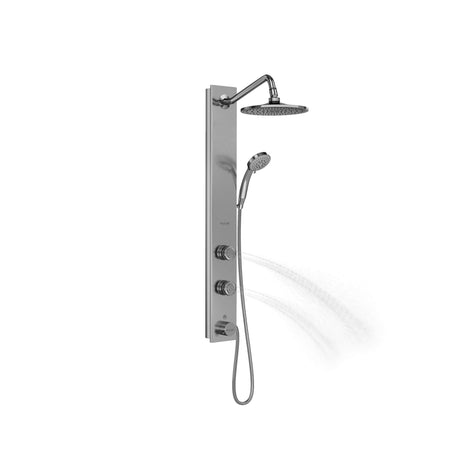PULSE ShowerSpas 1021-SSB Aloha Shower System with 8" Rain Showerhead, 2 Pulsating Body Spray Jets and Hand Shower, Brushed Stainless Steel with Chrome Fixtures