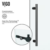 VIGO Adjustable 68-72" W x 74" H Elan Frameless Sliding Shower Door with Clear Tempered Glass, Reversible Handle in Matte Black