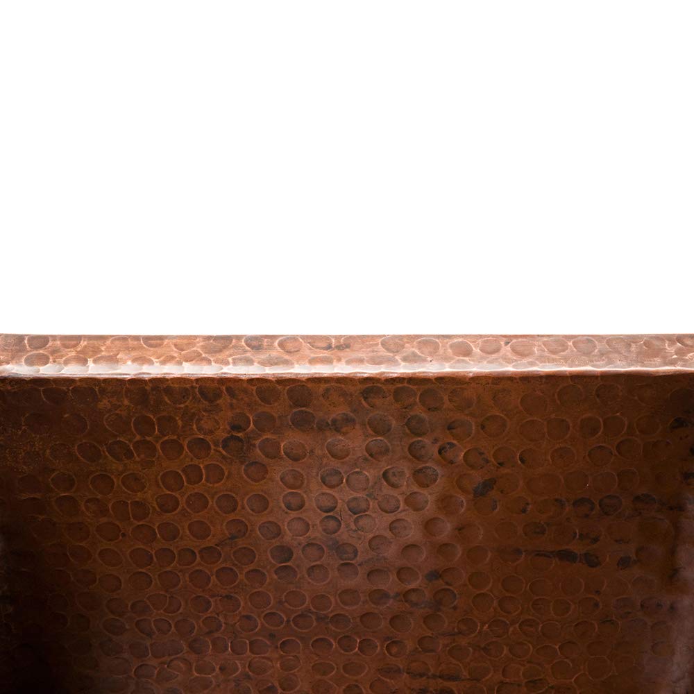 Premier Copper Products BREC16DB 16-Inch Universal Gourmet Rectangular Hammered Copper Kitchen Bar Single Basin Sink, Oil Rubbed Bronze