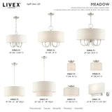 Livex Lighting 49802-91 Meadow 3 Light 18 inch Brushed Nickel Drum Pendant Ceiling Light