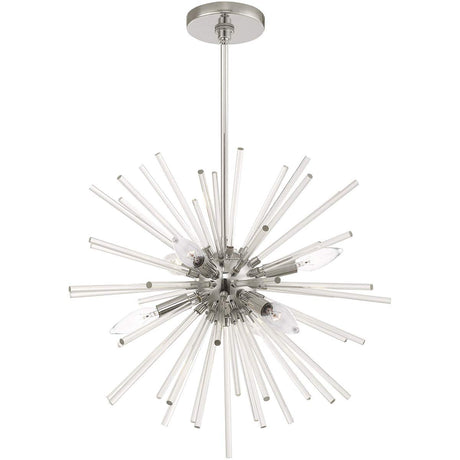 Livex Lighting 41254-05 Utopia - Six Light Chandelier, Polished Chrome Finish with Clear Rods Crystal