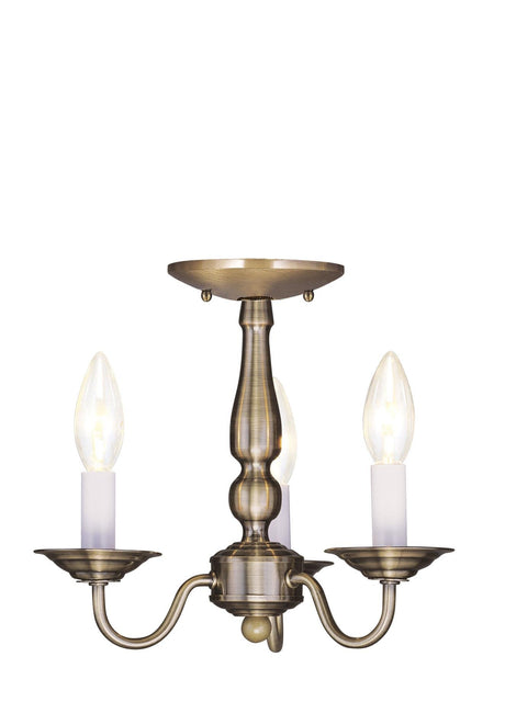 Livex Lighting 5009-01 Williamsburg 3-Light Convertible Hanging Lantern/Ceiling Mount, Antique Brass