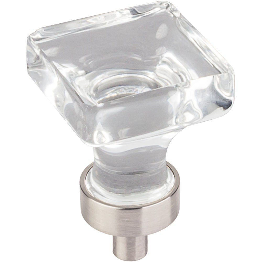 Jeffrey Alexander G140SN 1" Overall Length Satin Nickel Square Glass Harlow Cabinet Knob