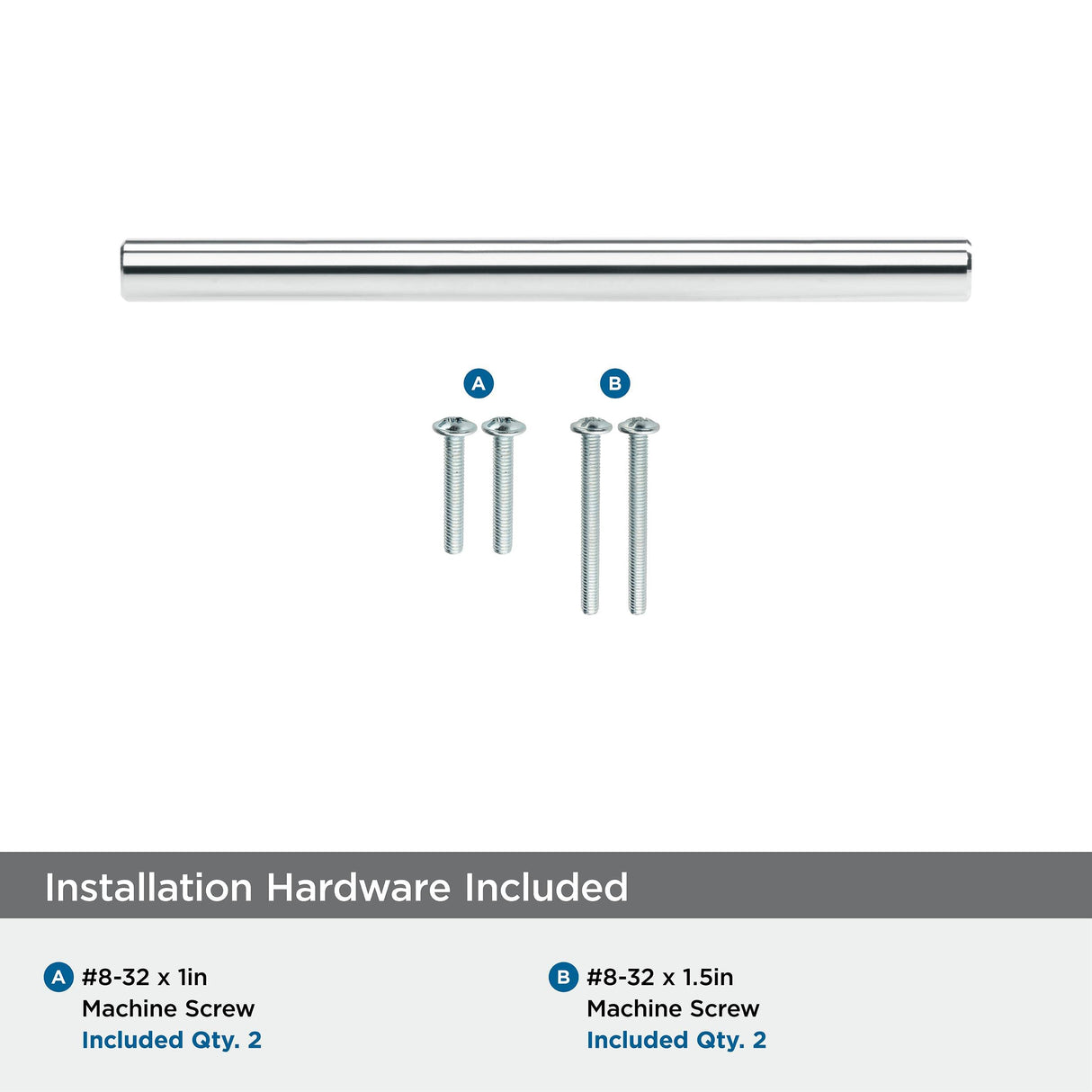 Amerock Cabinet Pull Polished Chrome 3-3/4 inch (96 mm) Center to Center Bar Pulls 1 Pack Drawer Pull Drawer Handle Cabinet Hardware