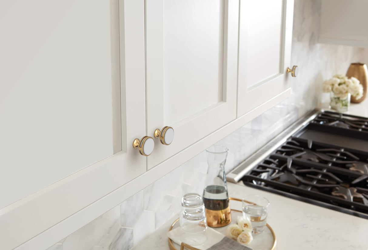 Amerock Cabinet Knob |Champagne Bronze/Frosted Acrylic 1-3/8 in (35 mm) Diameter Drawer Knob Oberon Kitchen and Bath Hardware Furniture Hardware