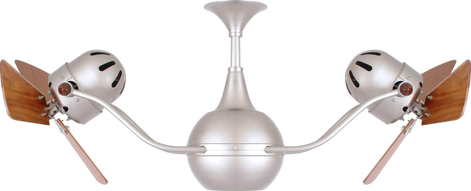 Matthews Fan VB-GOLD-WD Vent-Bettina 360° dual headed rotational ceiling fan in Ouro (Gold) finish with solid sustainable mahogany wood blades.