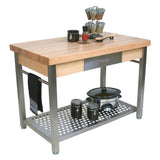 John Boos CUCG21-C Cucina Grande Prep Table with Butcher Block Top Size/Drop Leaves: 60" W x 28" D / 1 Included, Casters: Included