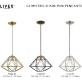 Livex Lighting 41323-91 Geometric Shade - 13.5" One Light Mini Pendant, Brushed Nickel Finish with Brushed Nickel Metal Shade