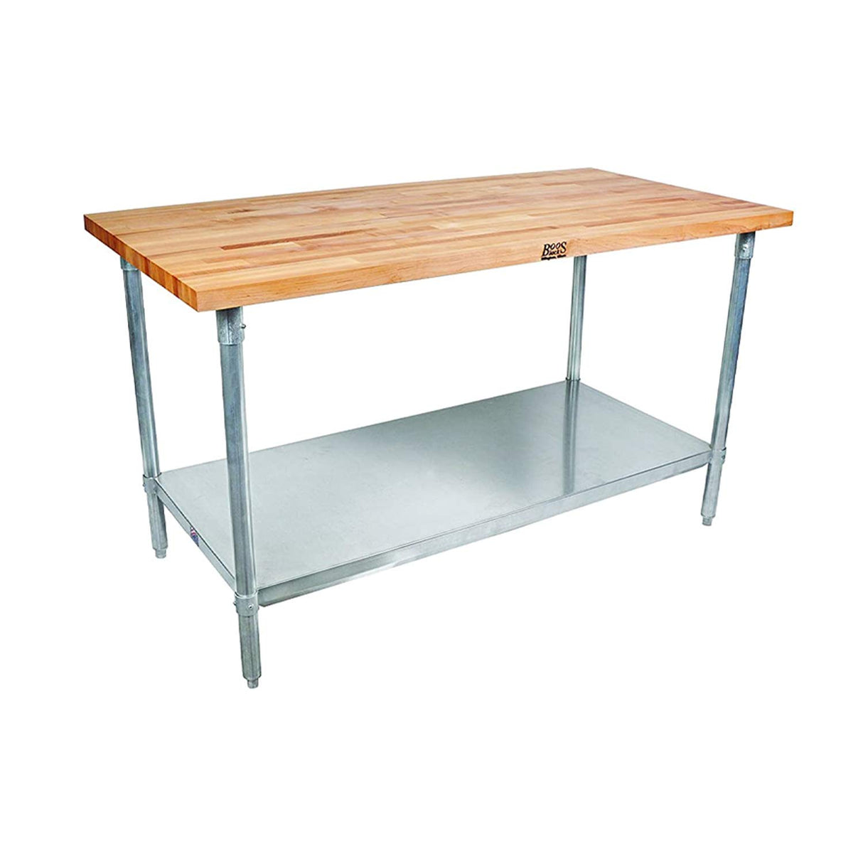 John Boos JNS09 High-Quality Maple Wood Top Work Table with Adjustable Lower Shelf, 48 x 30 1.5 Inch, Galvanized Steel