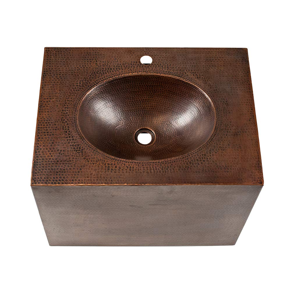 Premier Copper Products VADB24181 24-Inch Hand Hammered Wall Mount Copper Vanity, Oil Rubbed Bronze