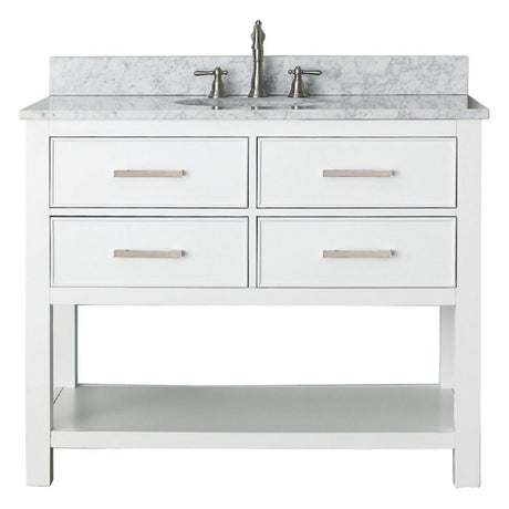 Avanity Brooks 43 in. Vanity in White finish with Carrara White Marble Top