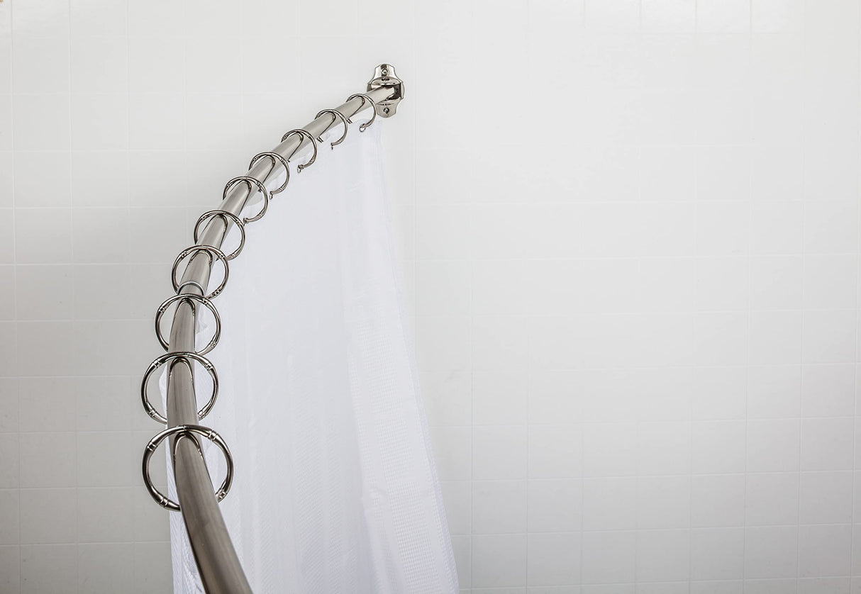 Elements SR02-SN-R 56"-72" Satin Nickel Adjustable Curved Shower Curtain Rod - Retail Packaged