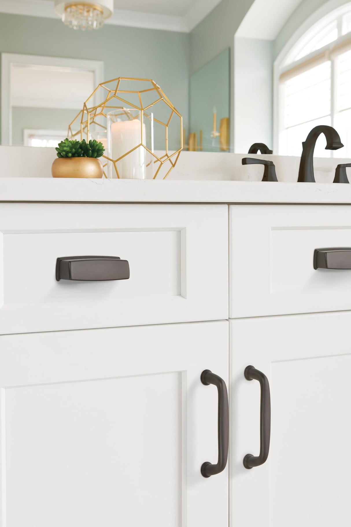Amerock Cabinet Cup Pull Black Bronze 3-3/4 inch (96 mm) Center to Center Kane 1 Pack Drawer Pull Drawer Handle Cabinet Hardware