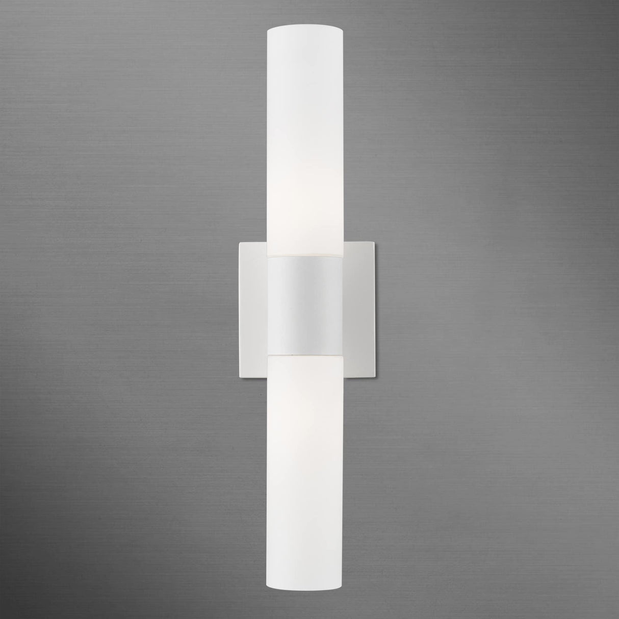 Livex Lighting 10102-03 Aero 2 Light ADA Vanity Sconce, White with Brushed Nickel Accent, 4.5 x 17.75