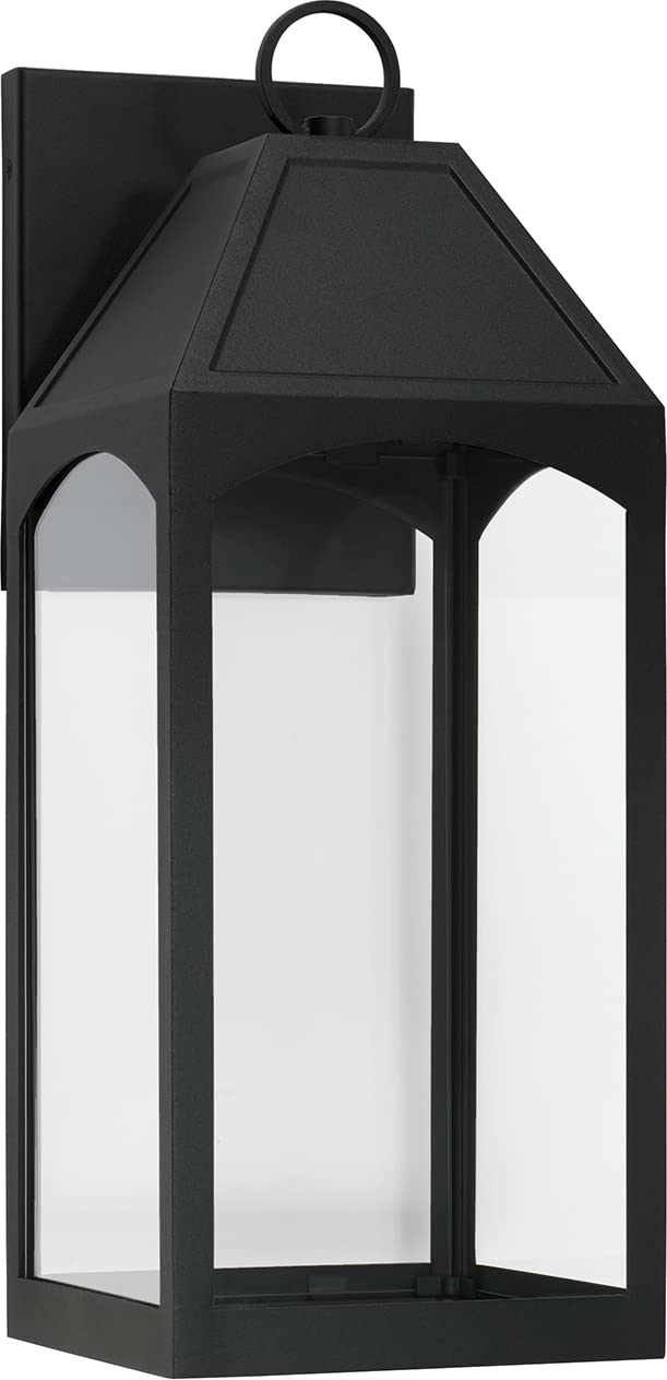 Capital Lighting 946321BK-GL Burton 1 Light Outdoor Wall Lantern Black
