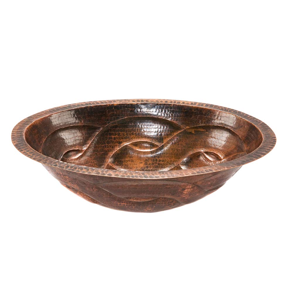 Premier Copper Products LO19FBDDB 19-Inch Oval Braid Under Mount Hammered Copper Sink, Oil Rubbed Bronze
