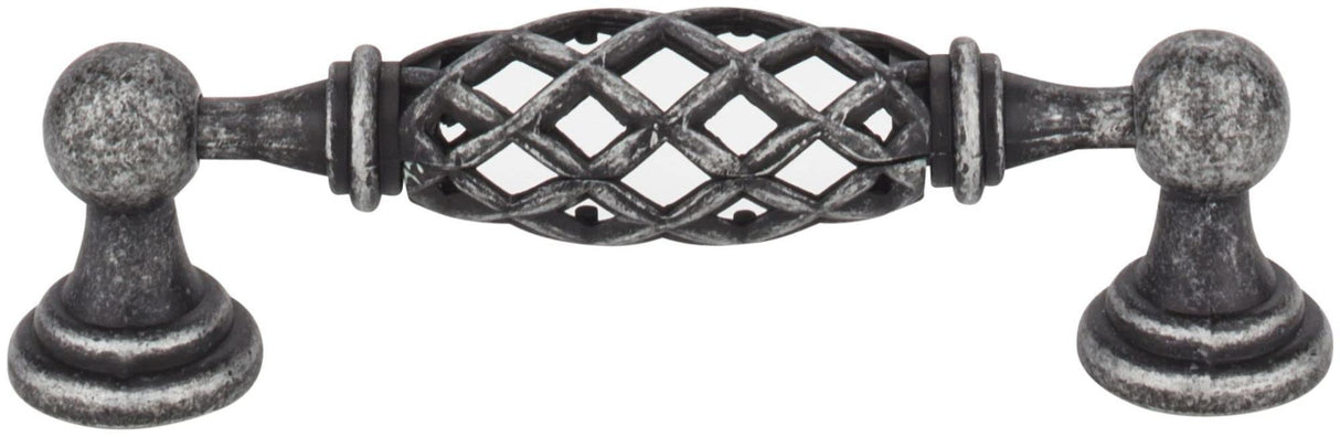 Jeffrey Alexander 749-96B-SIM 96 mm Center-to-Center Distressed Antique Silver Birdcage Tuscany Cabinet Pull