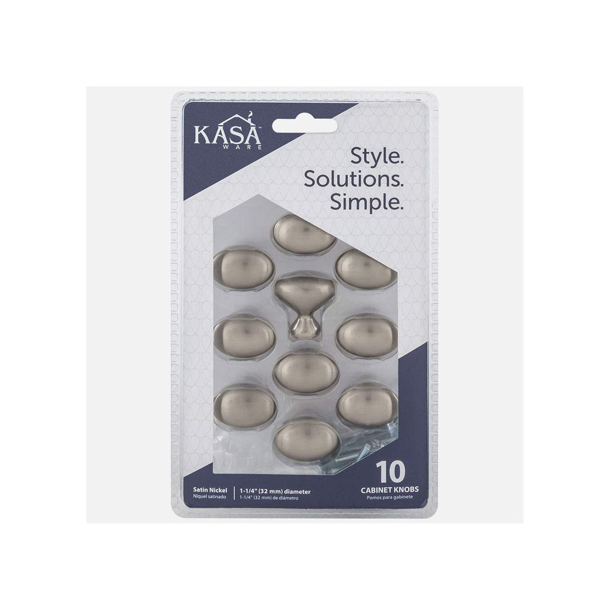 KasaWare K460SN-10 1-1/4" Diameter Oval Knob, 10-pack