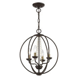 Livex Lighting 40914-07 Arabella - 4 Light Globe Convertible Chandelier In Shabby Chic Style-18.5 Inches Tall and 15 Inches Wide, Finish Color: Bronze/Antique Brass