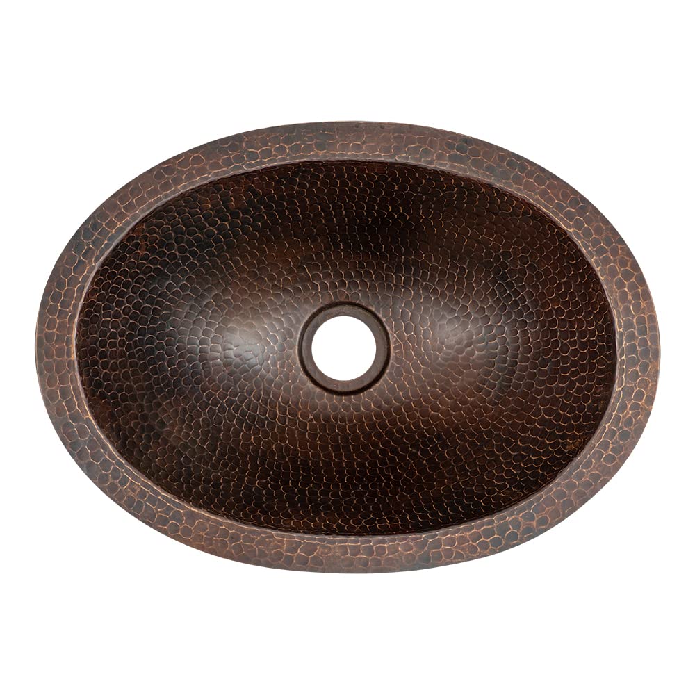 15" Oval Under Counter Hammered Copper Bathroom Sink (Showroom Display)