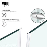 VIGO VG6061CHCL36 34.13" -34.13" W -73.38" H Frameless Hinged Neo-angle Shower Enclosure with Clear 0.38" Tempered Glass and Stainless Steel Hardware in Chrome Finish with Reversible Handle